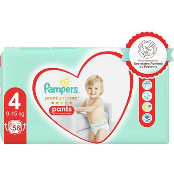 Scutece-chilotel Pampers Premium Care Pants Mega Box Marimea 4, 9-15 kg, 58 buc Scutece-chilotel Pampers Premium Care Pants Mega Box Marimea 4, 9-15 kg, 58 buc