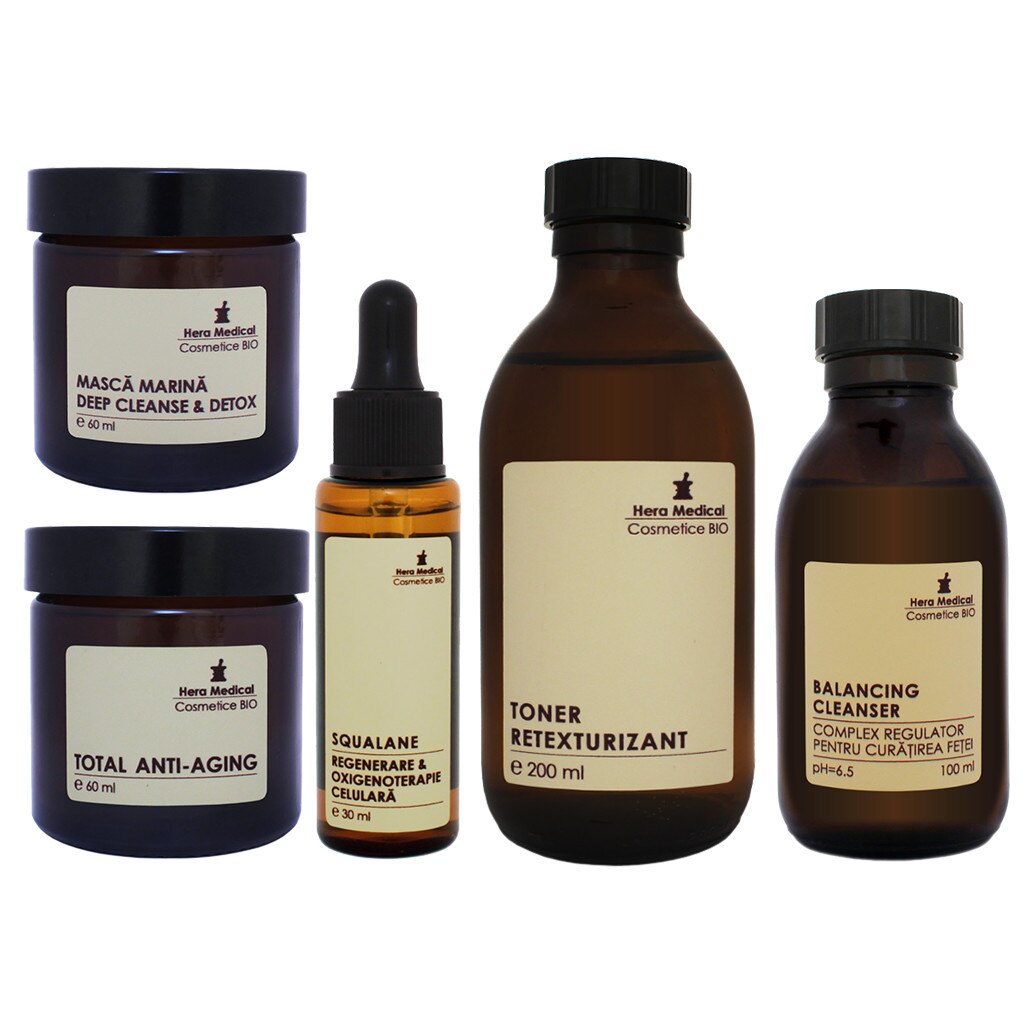 Set Mini-Facial Detox, Hera Medical Cosmetice BIO, 5 buc