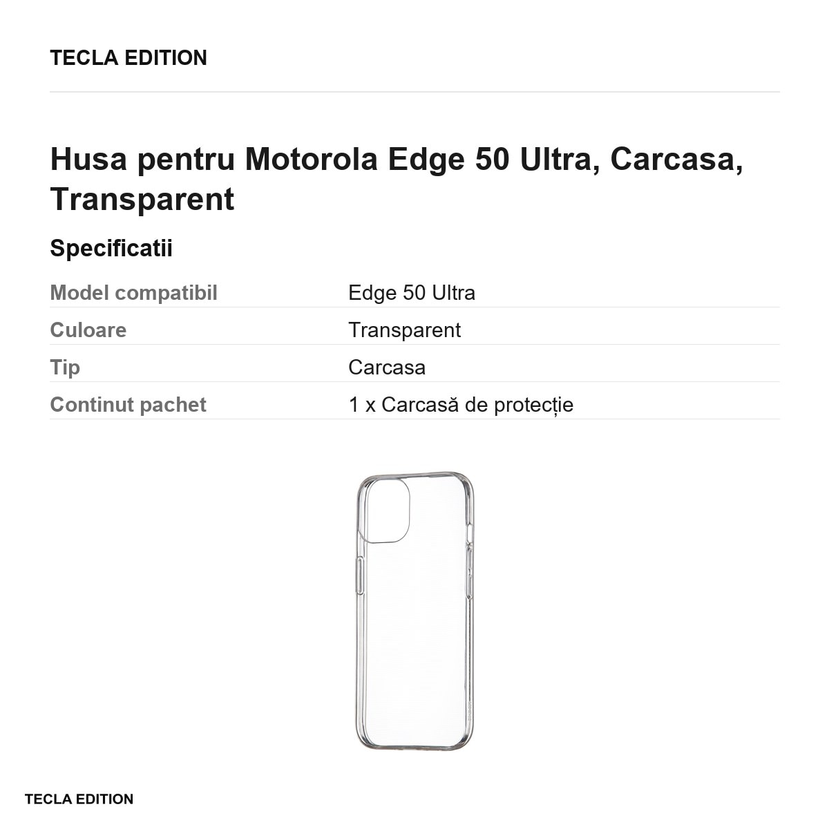 Husa Slim 1 mm pentru Motorola Edge 50 Ultra, Carcasa, Transparent