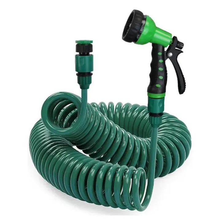 Furtun de gradina spiralat 7,5m cu pulverizator 7 moduri multicolor