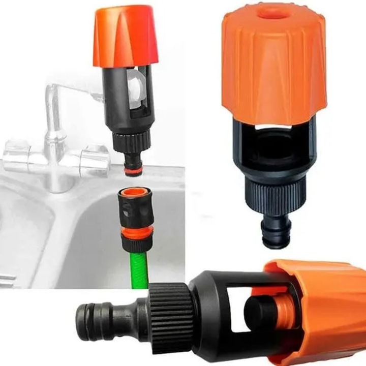 Conector robinet universal plastic pentru furtun gradina, compact, rezistent, 32x35mm