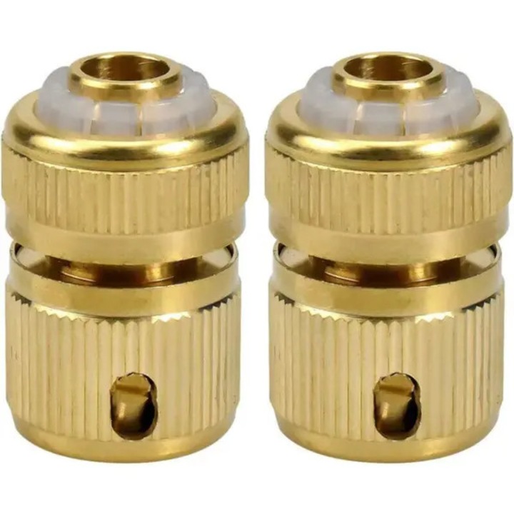 Set 2 conectori furtun gradina alama 1/2" aurii rezistenti