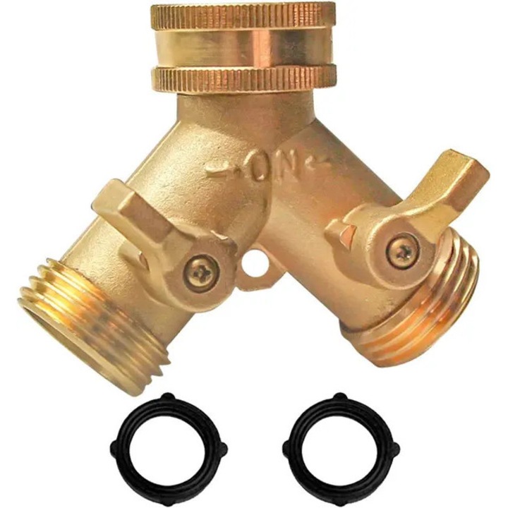Distribuitor furtun gradina 2 cai, alama, 3/4 inch, set 2 valve, garnituri cauciuc