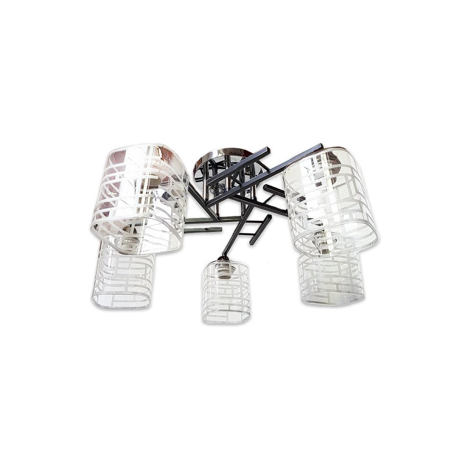 Lustra DC 67005/5, schelet titan, abajur alb transparent, 5*e27