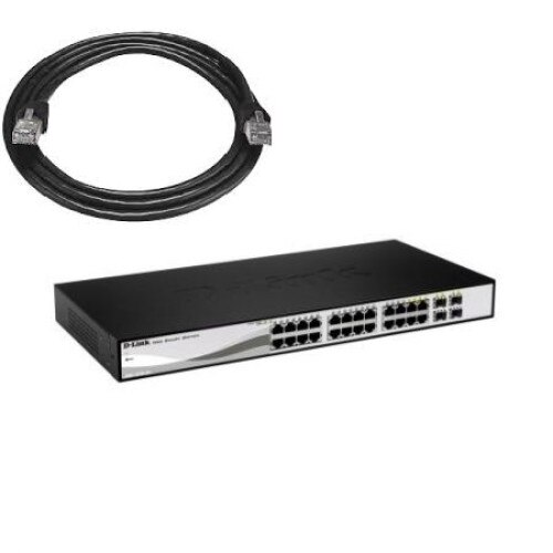 Pachet Switch D-Link DGS-1210-24, 24 x 10/100/1000 + 24 cabluri retea 2m