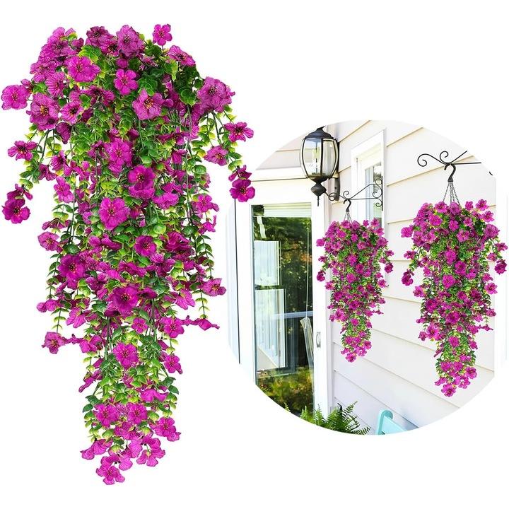 Flori artificiale suspendate carmdering EMAG-FP20260801-1635, UV-álló, 77 cm, lila, 4 db-os szett