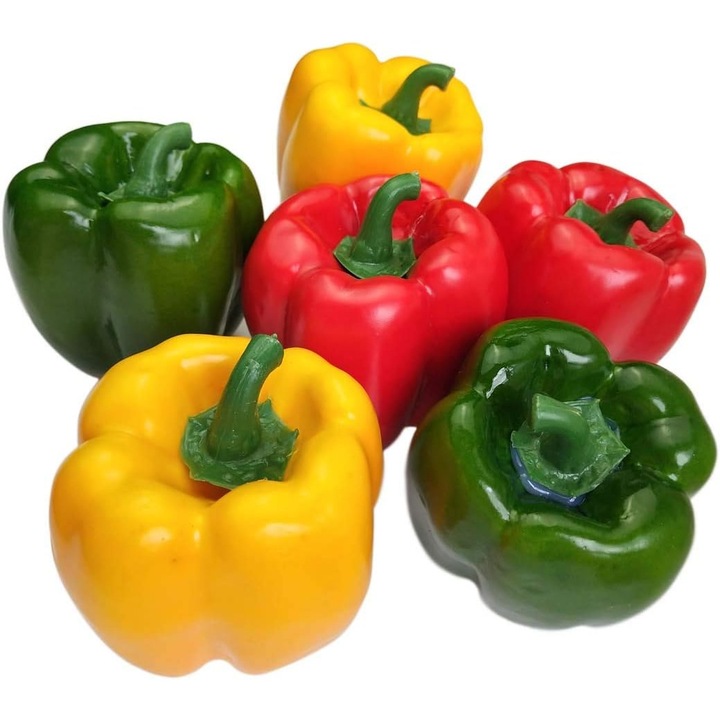 Dekoratív paprika EMAG-FP20260801-1287, polisztirol habból, 6 darab (2 piros/2 zöld/2 sárga), Többszínű, 3.1 x 3.5