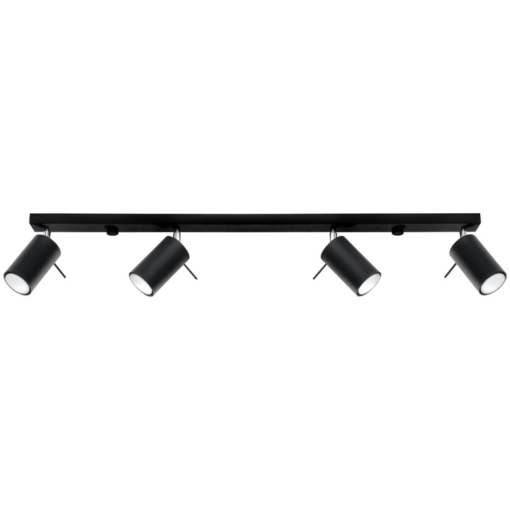 Lustra de tavan Ring negru otel 4 becuri tub modern de interior