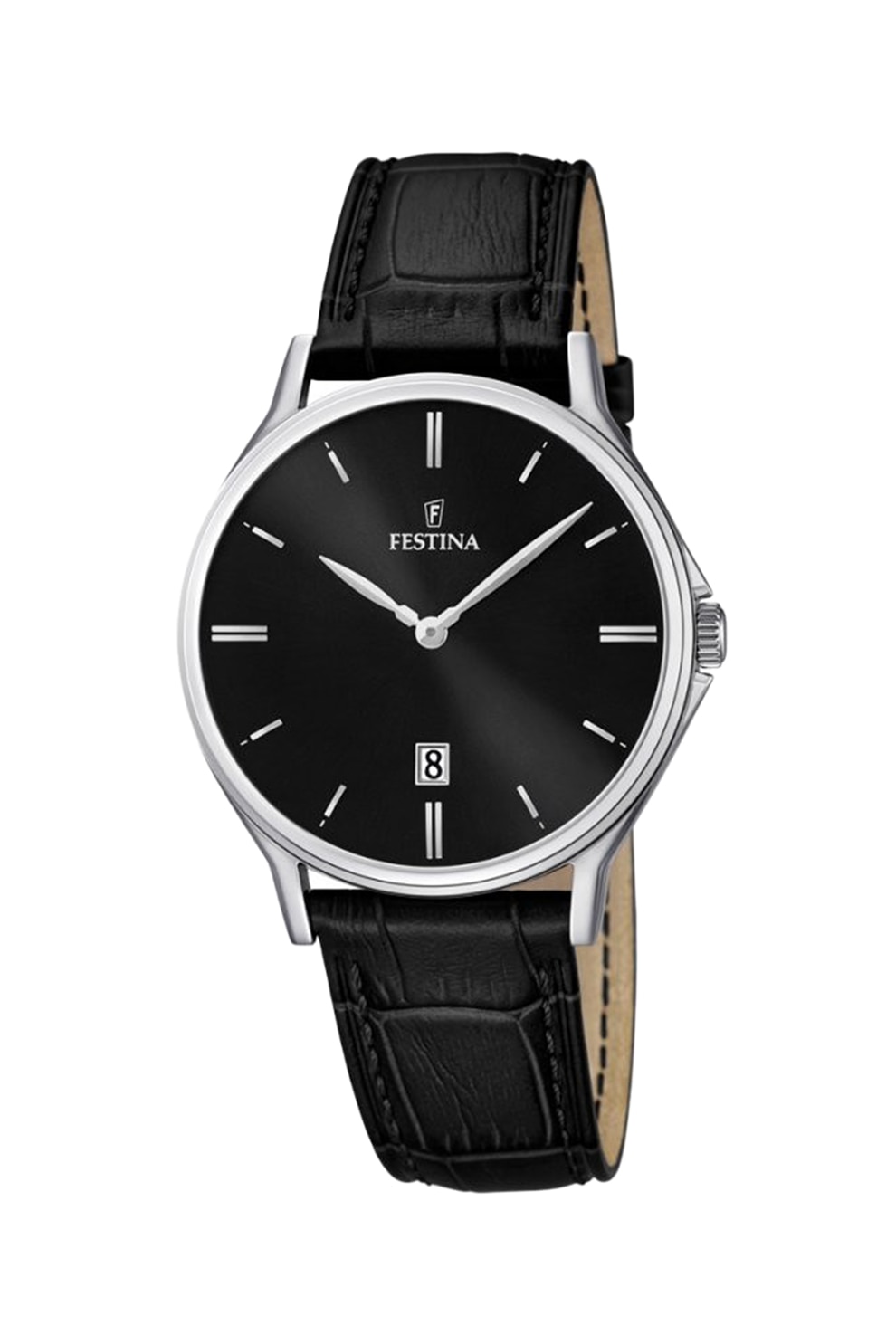 Festina, Ceas rotund cu o curea de piele, Argintiu