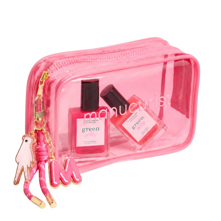 Set lacuri de unghii Manucurist Green Jelly mini 2 culori roz 7ml cu breloc