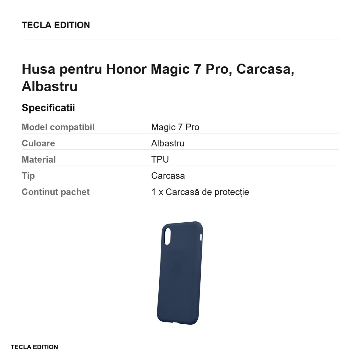 Husa Matt TPU pentru Honor Magic 7 Pro, Carcasa, Albastru