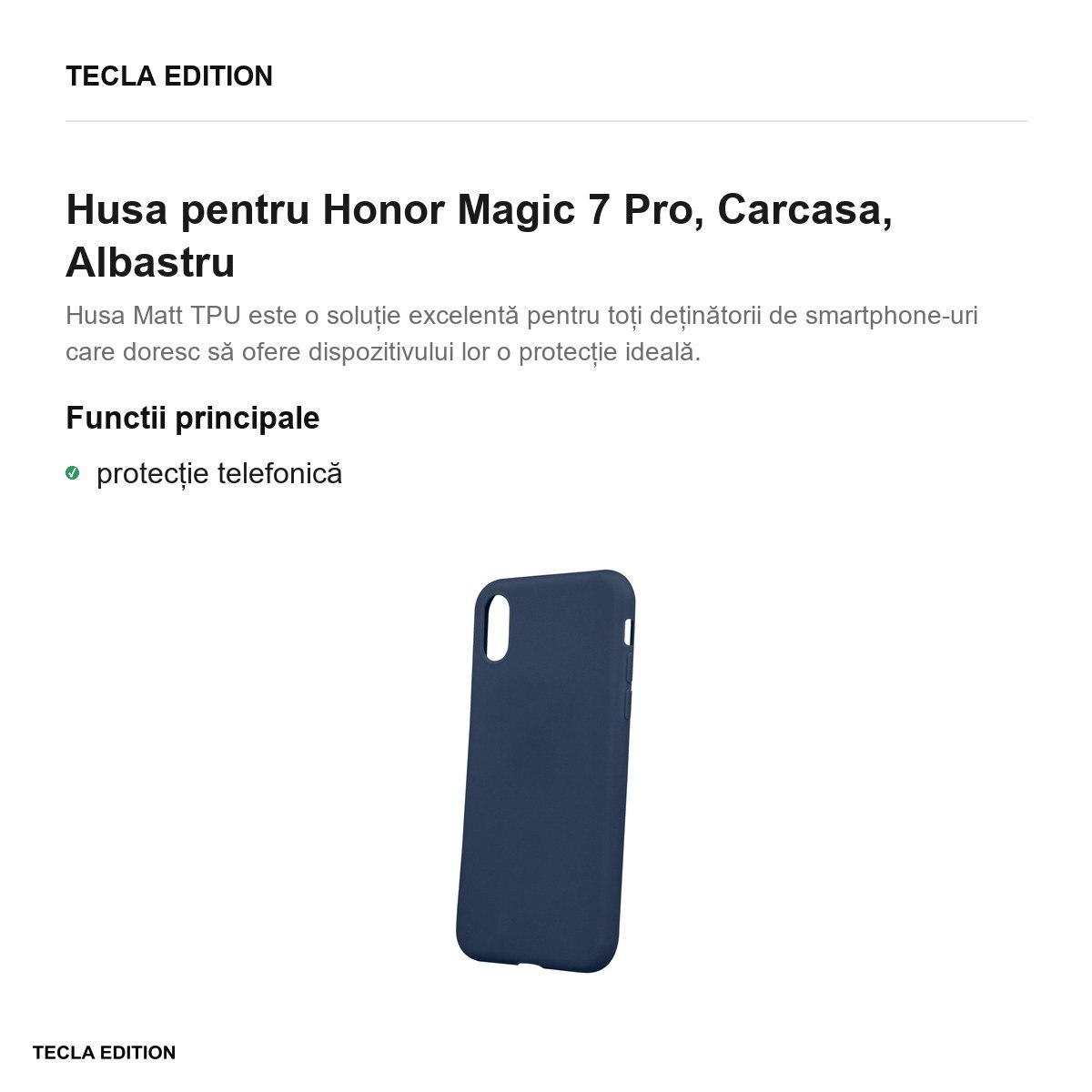 Husa Matt TPU pentru Honor Magic 7 Pro, Carcasa, Albastru