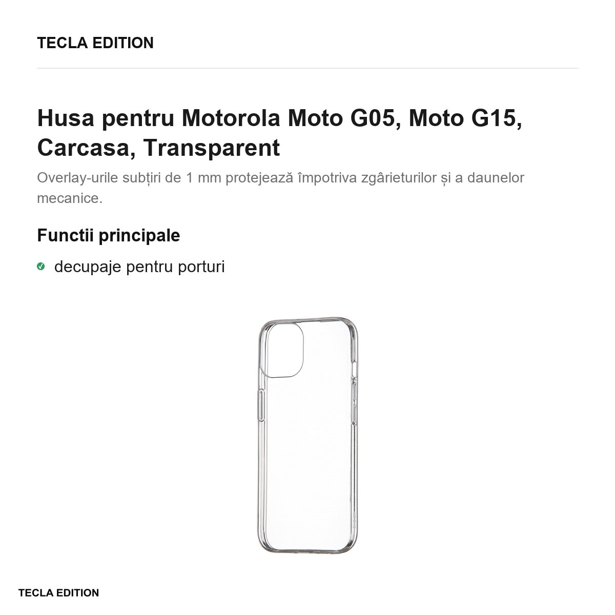 Husa Slim 1mm pentru Motorola Moto G05, Moto G15, Carcasa, Transparent