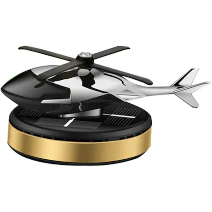 PARF-SOL napelemes autóillatosító, helikopter propeller, szolár táplálás, aroma diffúzor, műszerfalra szerelhető, arany színű