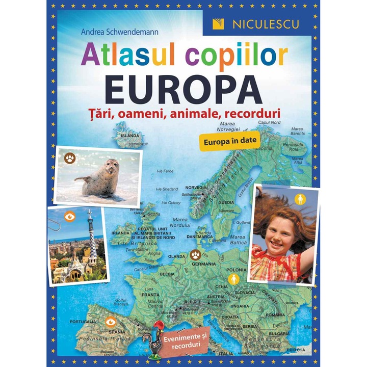 Atlasul copiilor. Europa. Tari, oameni, animale, recorduri - Andrea Schwendemann