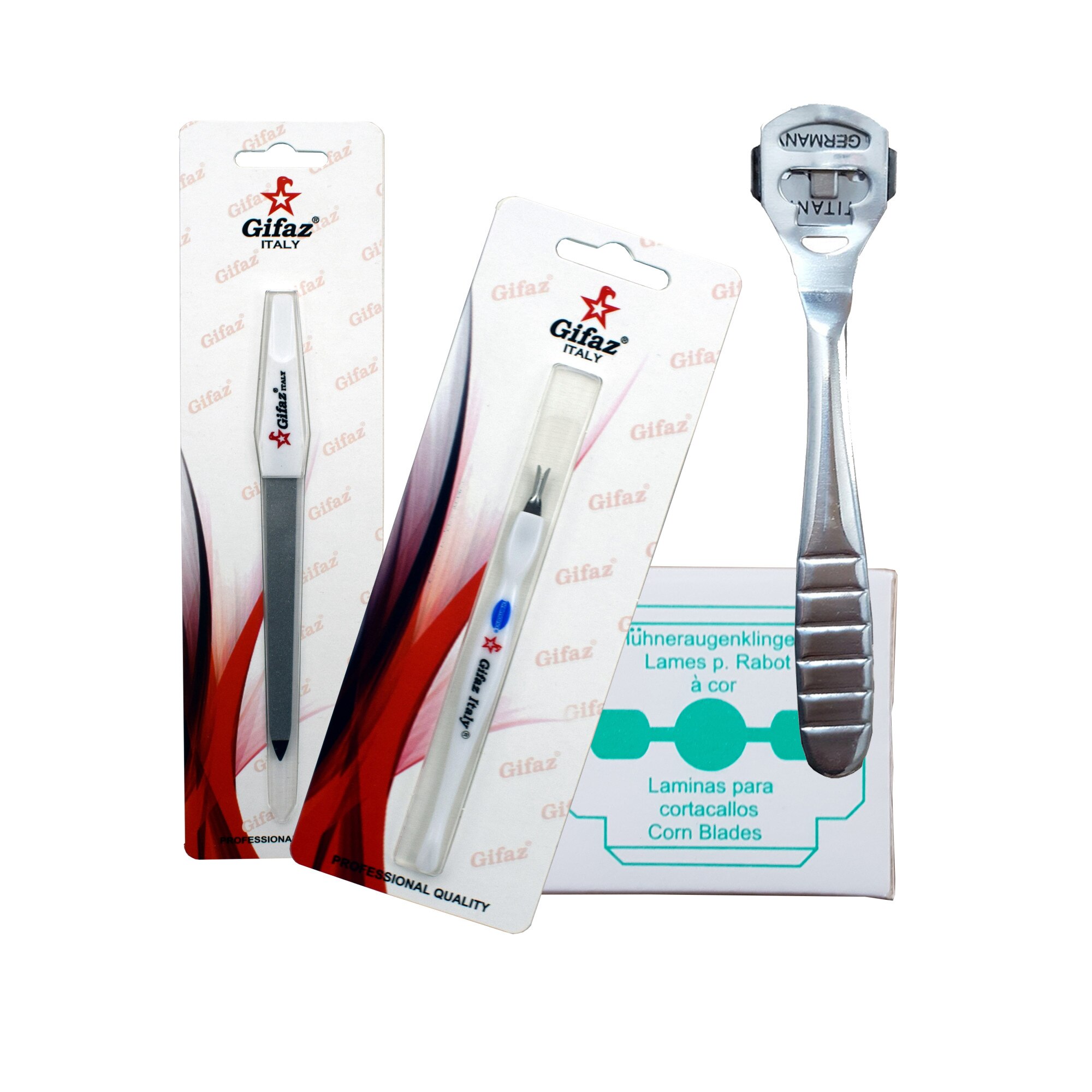 Set Gifaz Italy, Clever: Pila Unghii Mare Art III + Cutitas Cuticule + Aparat Calcai + Lame