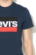 Levi's, Tricou cu decolteu la baza gatului si logo, Albastru, S