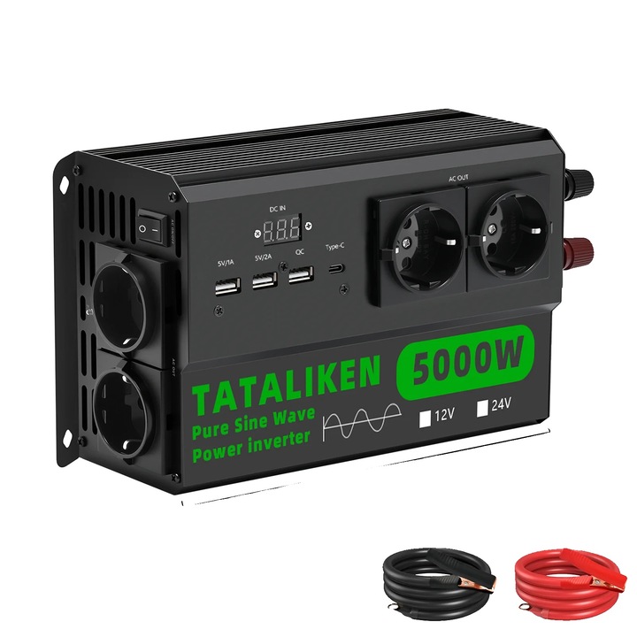 Tiszta szinuszos inverter 24V 5000W fekete 220V