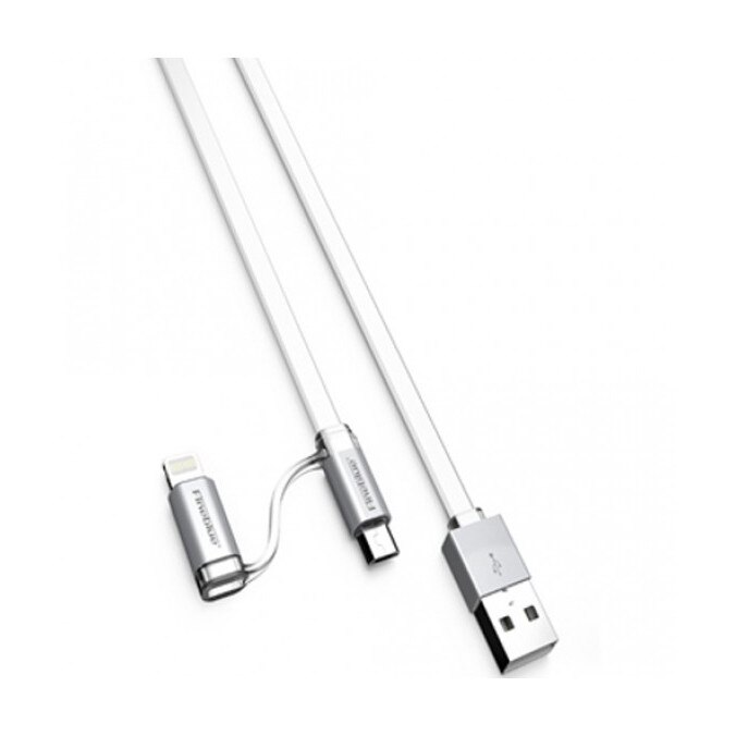 Cablu date Fineblue F-U6 2 in 1 (MicroUSB + Lightning) Alb