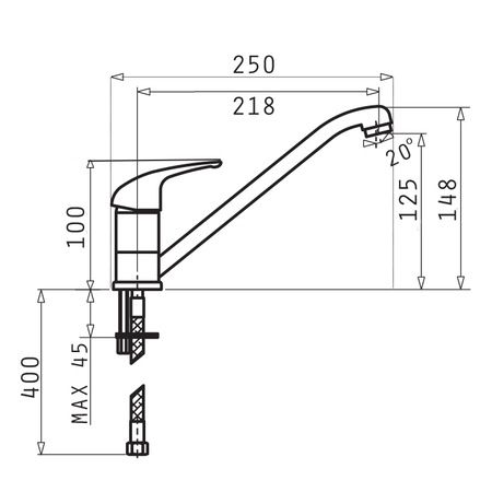 Pachet chiuveta granit + Baterie bucatarie Pyramis, 760x440mm, adancime 170mm, montare pe blat, Negru