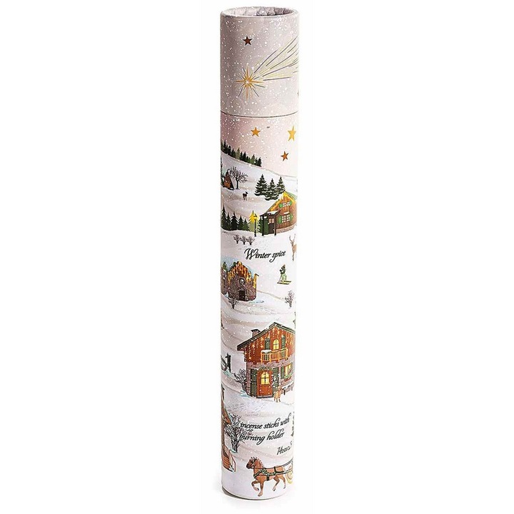 30 db illatos füstölőpálcika szett fa tartóval, Winter Spice illat, Ø 4,5 x 29 M