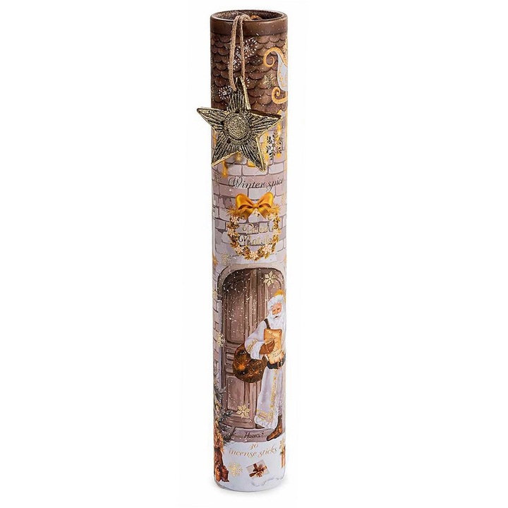 30 db illatos füstölőpálcika készlet fém tartóval, Winter Spice illat, Ø 4,5 x 29 M
