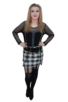 Fusta la moda, design geometric, D&J Exclusive, Negru/Gri Fusta la moda, design geometric, D&J Exclusive, Negru/Gri