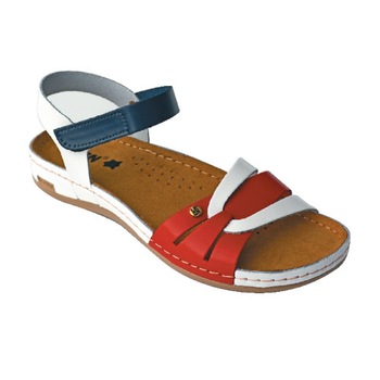 Sandale Leon 961 Alb cu Albastru si Rosu,Dama Sandale Leon 961 Alb cu Albastru si Rosu,Dama