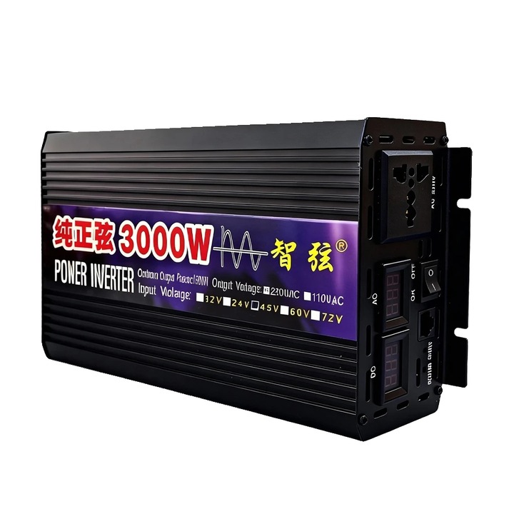 Tiszta szinuszos inverter 3000W 12V 220V 27x15x7.5cm