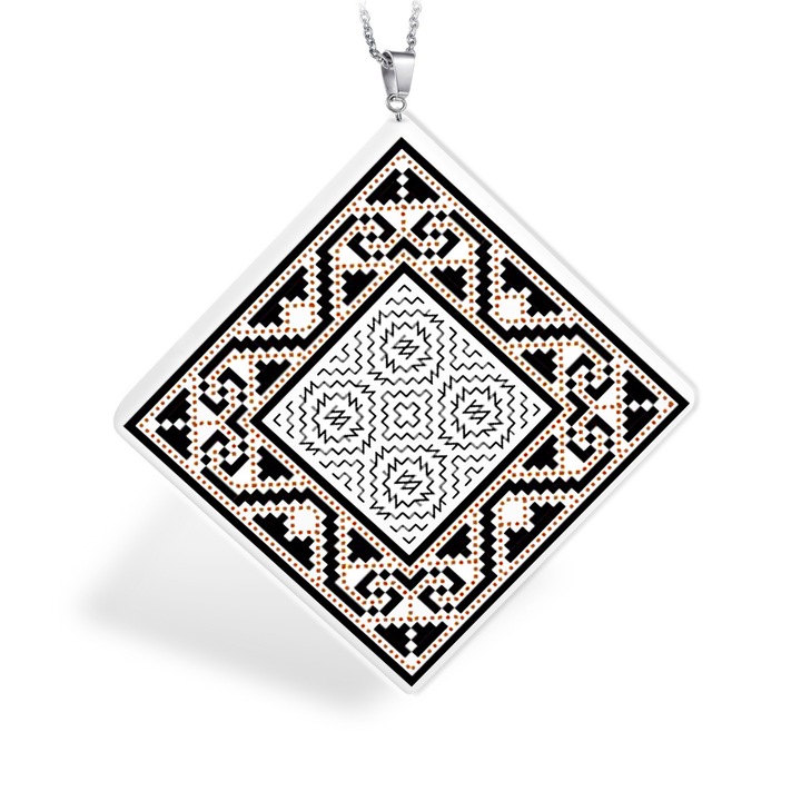 GANELLI kerámia medál román nemzeti motívumokkal Munténia környékéről Muscel modell 2