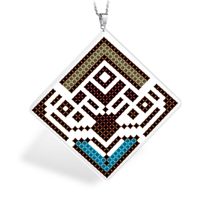 GANELLI kerámia medál román nemzeti motívumokkal Olténiából, Dolj környékéről - Romanati modell 5