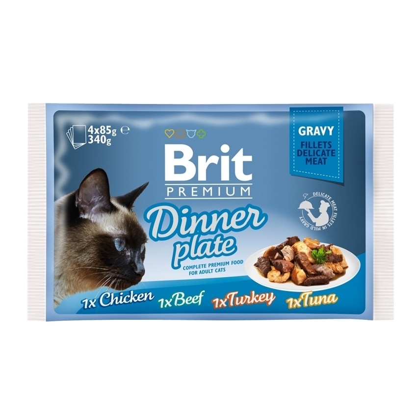 Brit Cat Multipack Delicate Dinner Plate in Gravy 4 x 85 g