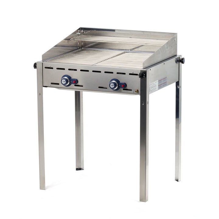 Grill Hendi barbecue, Green Fire, 2 arzatoare, alimentare gaz, tava fonta si gratar, 740x612x(H)825 mm, 11.3 kW
