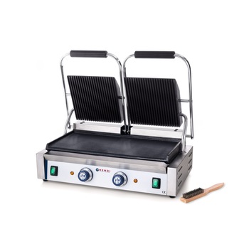 Contact grill Hendi - versiune dubla - partea superioara striata si cea inferioara neteda, electric Contact grill Hendi - versiune dubla - partea superioara striata si cea inferioara neteda, electric