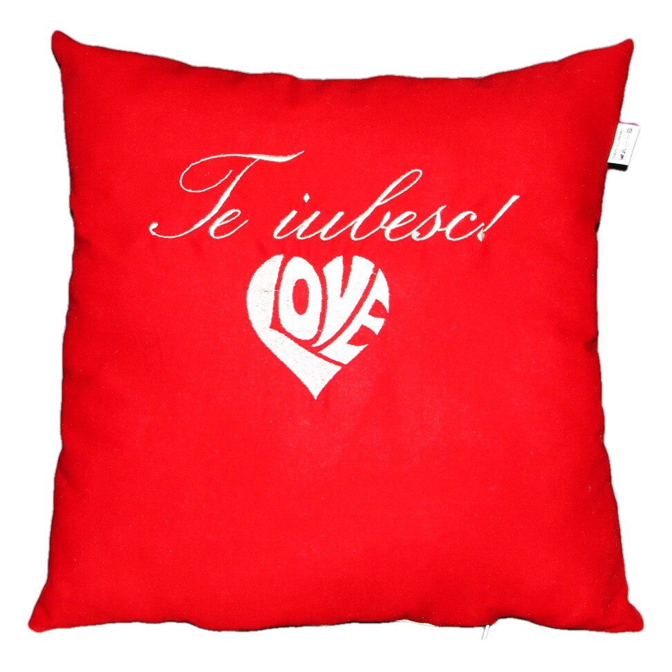 Perna decorativa Te iubesc, Happy Gifts, 40 x 40 cm, rosu, model 3