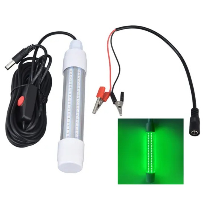 Подводна лампа за риболов 126 LED 13W зелена IP68 1000lm 12x36V