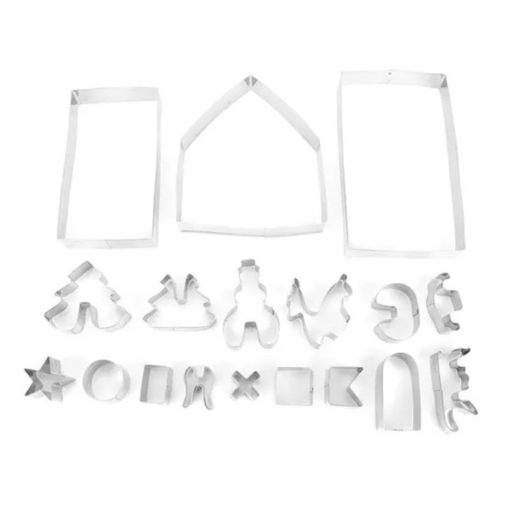 Set 18 forme prajituri inox casa Craciun
