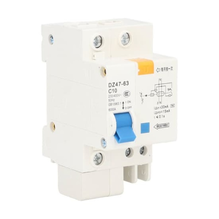 Електрическа безопасност 1P+N 10A 230V 400V 30mA 6000A