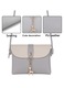 Geanta crossbody mica YANYXR, piele PU, pandantiv metalic, gri, 15x20cm