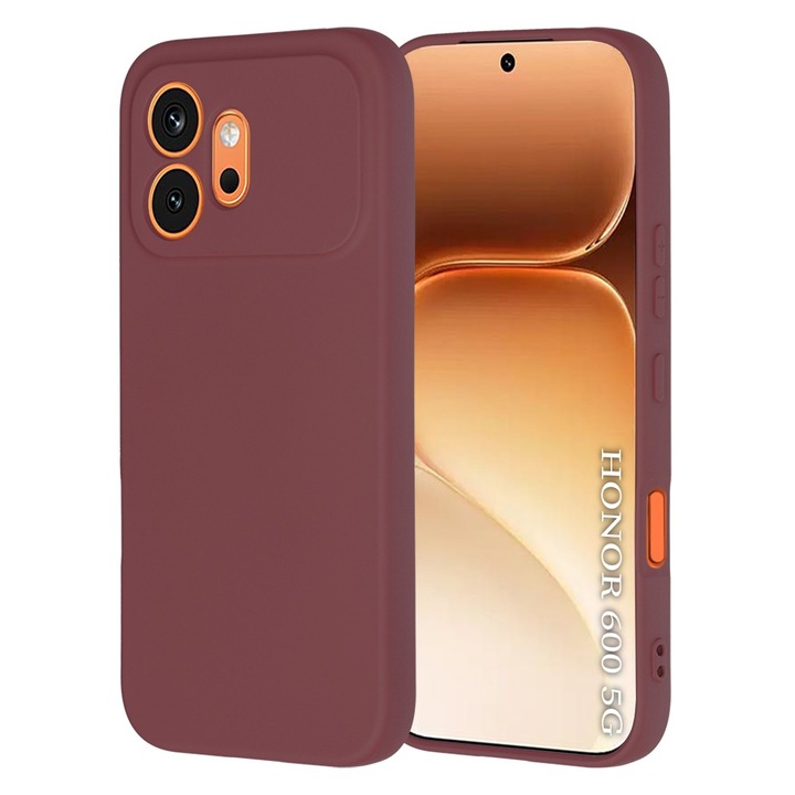 Husa pentru Honor 600 Daden® Silicon SoftFlex, Ultra Slim, Protectie sporita, Interior de microfibra, Visiniu
