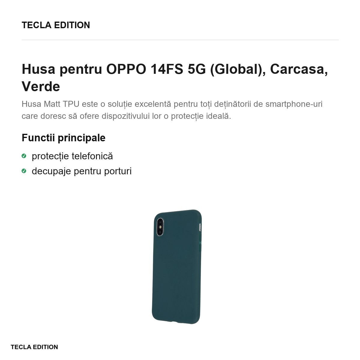 Husa Matt TPU forest pentru OPPO 14FS 5G (Global), Carcasa, Verde