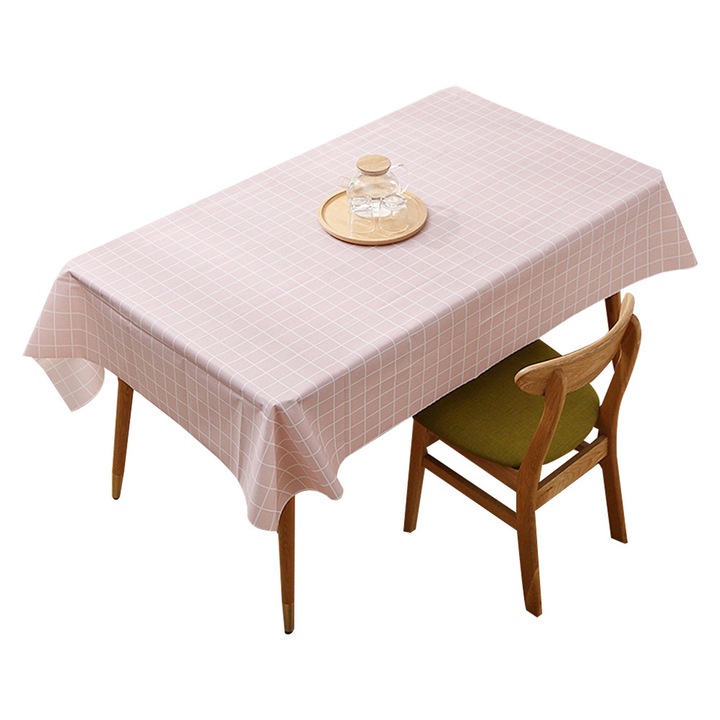 PVC asztalterítő Carmdering EMAGFP-BST3015130-1-A, vízálló, kockás mintával, rózsaszín/fehér, 90 x 137 cm