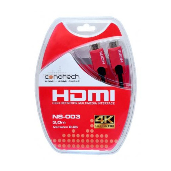 Cablu, Ns-003 B, Transmisie Sigura A Semnalelor Audio-Video Digitale Necomprimate, Capete Placate Cu Aur, Ecranare Tripla, 3 Metri