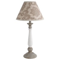 Veioza in stil clasic cu picior din lemn si ceramica in tonuri de bej