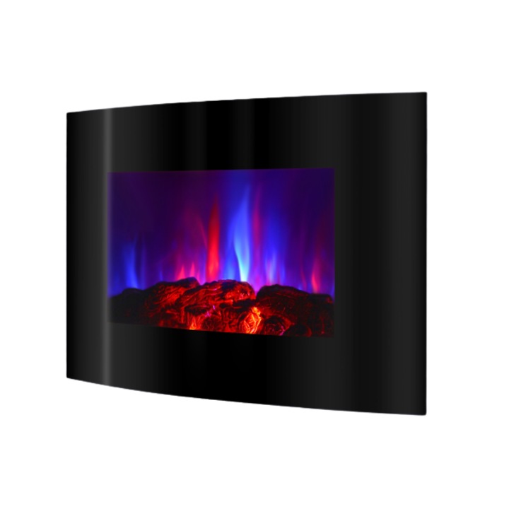 Semineu electric de perete Carlos, Art Flame, 560x885x135 mm, 2000W, 7 combinatii ale culorii flacarilor, Termostat, Cristale si busteni