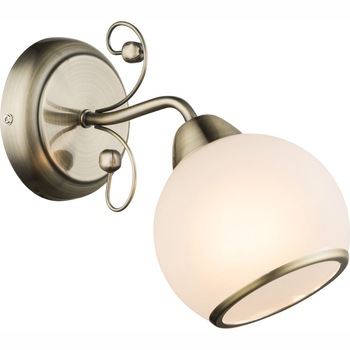 Aplica din metal si abajur din sticla, Globo, 54713W, 130x230x235 mm, 1xE14 40W 230V, Maro/Alb Aplica din metal si abajur din sticla, Globo, 54713W, 130x230x235 mm, 1xE14 40W 230V, Maro/Alb