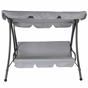 Leagan/balansoar cu spatar rabatabil pentru gradina/terasa, Kring Sorrento, 195x120x164cm, Gri Leagan/balansoar cu spatar rabatabil pentru gradina/terasa, Kring Sorrento, 195x120x164cm, Gri