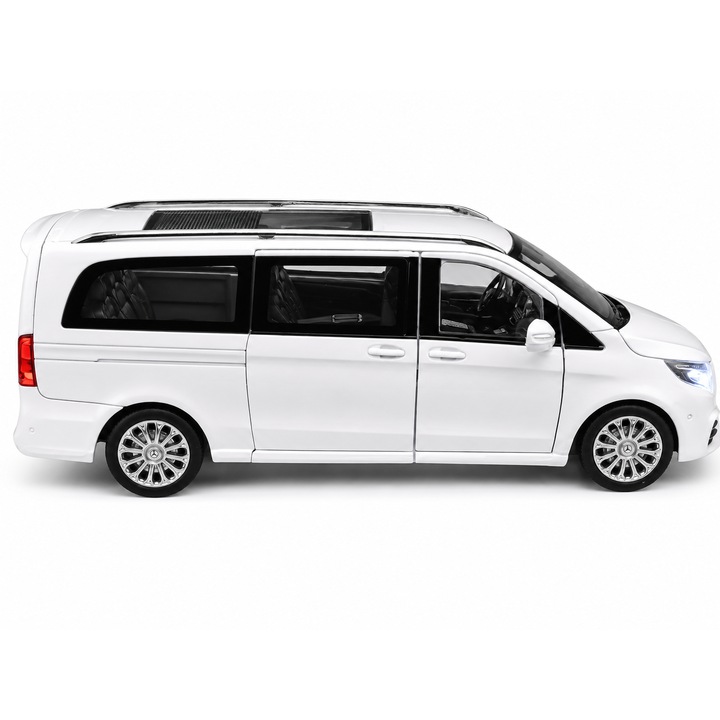 Fém autó Mercedes-Benz V-Class Fehér, 1:24 méretarányú, fényekkel, hangokkal és működő ajtókkal