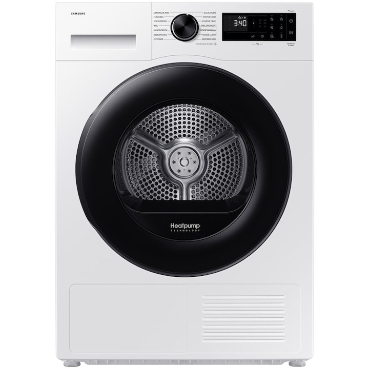 Uscator de rufe Electrolux EW7D385AE, Pompa de caldura, 8 kg, Clasa C, Sistem uscare DelicateCare + Sensicare, motor Inverter, Iluminare interioara tambur, Usa reversibila, Alb