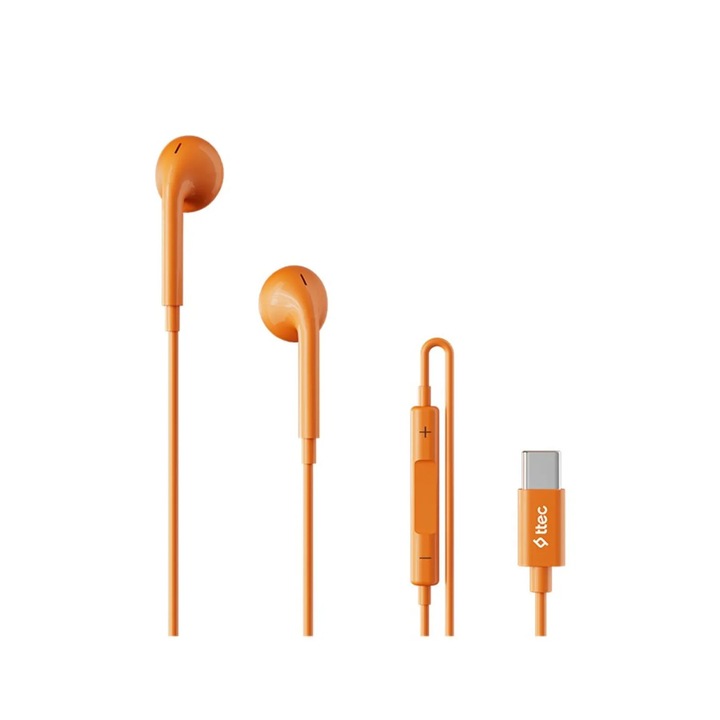 Căști ttec Rio Fit USB-C stereo In-Ear cu microfon - Portocalii